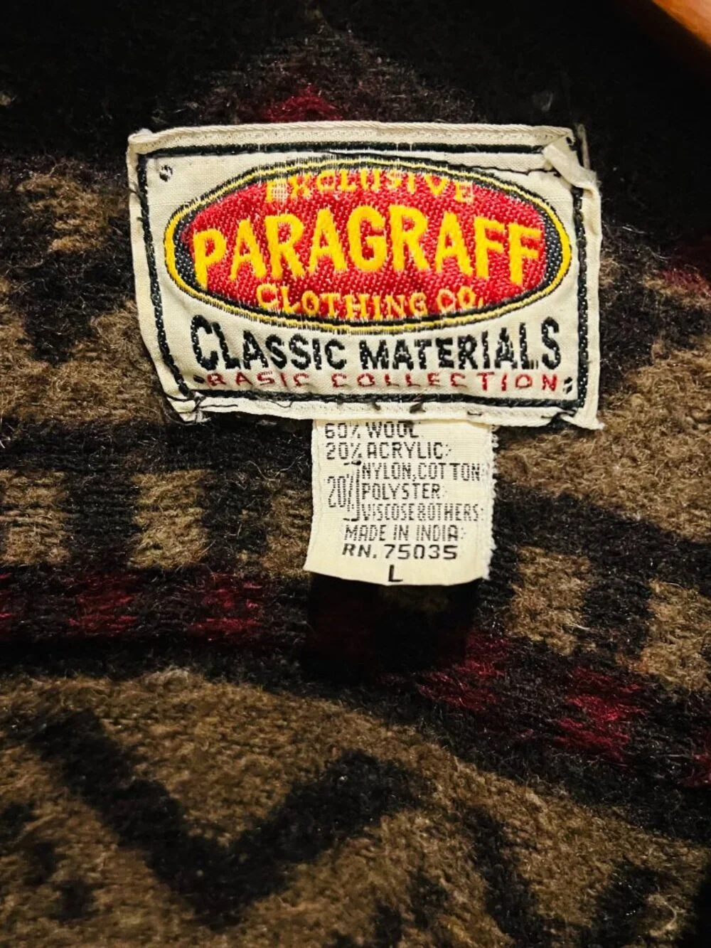 Vintage Southwestern PARAGRAFF Wool Blend Southwest Shirt Jacket Shacket